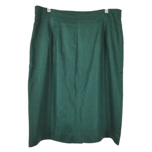 Jones New York Womens 100% Linen Midi Pencil Skirt Size 14 W Hunter Green Lined
